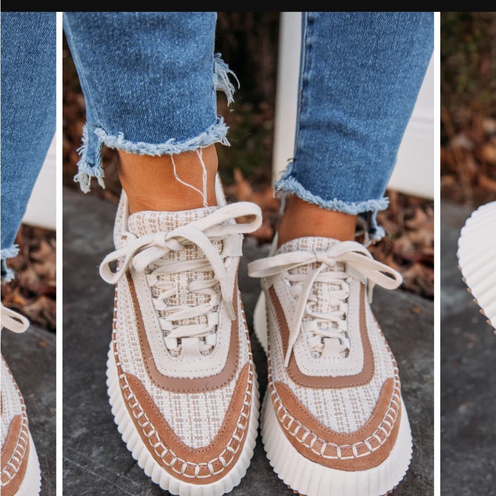 February Sale- Stylish Women's Cream & Brown Sneakers. Perfect on vaca & Summer